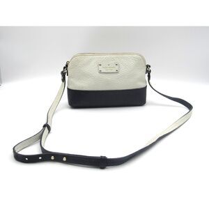 Kate Spade STORYBOOK White & Navy Pebbled Leather Crossbody